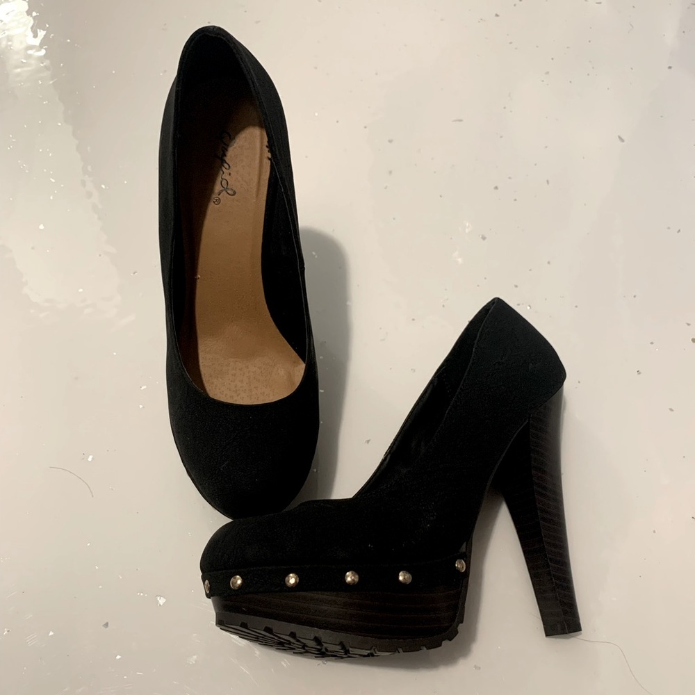 Qupid Black heels - Picture 1 of 2